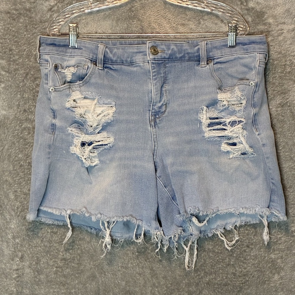 American Eagle Womens Distressed Midi Jean Shorts 18 Plus Stretch Summer Basic